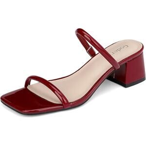 New Goderci Womens Size 10 Burgundy 2" Chunky Block Heel Square Open Toe Shoes